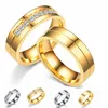 Roestvrijstalen diamantringband Gold Zirconia Groove Women Men Rings Betrokkenheid Willing Will en Sandy Fashion Jewelry