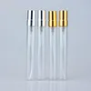 10 ml resor bärbar transparent glas parfym spray flaska tomma kosmetiska behållare med aluminium spruta