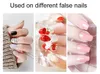 Tamax NA031 24/12 adet Şeffaf Çift Taraflı Yapıştırıcı Esnek Sahte Nail İpuçları Nail Sticker Nail İpuçları Uzatma Sopa Araçları