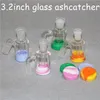 Acchiappacenere in vetro da fumo da 3,2 pollici con contenitore in silicone da 7 ml 14mm-14mm 18mm-18mm per bong oil rig recupero ashcatchers Base in silicone staccabile