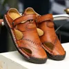Big Size 48 Men Genuine Leather Sandals Summer Classic Men Shoes Slippers Soft Sandals Roman Comfortable Walking Footwear