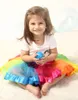 Dzieci Rainbow Tutu Spódnica Sukienka Dzieci Dziewczyny Suknia Balowa Kolorowa Dance Nosić Sukienka Balet Pettiskirt Summer Performance Party Odzież