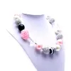 Newest Design Pink+Black Flower Necklace Birthday Party Gift For Toddlers Girls Beaded Bubblegum Baby Kids Chunky Necklace Jewelry
