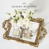 Wholesale-Vintage decoration cake tray gold mirror glass cupcake plate perfume holder mirrored makeup tray wedding party home craft