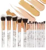 Marble Makeup Brushes Set Powder Foundation Eye Shadow Eyebrow Eyelash Lip Make Up Brush Kits Tools With Makeup Bag 15Pcs /set RRA858