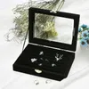 Jocestyle Neue Samt Schmuck Schmuck Box Schmuck Organizer Display Lagerung Glas Abdeckung Halter Rack Für Ring Ohrring C19021601284E