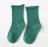 Autunno e inverno nuovi calzini per bambini in cotone calzini per bambini caramelle arricciati tinta unita WY544