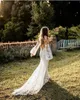 Sexy Spaghetti Bretelles Robes De Mariée Nigérianes Boho Bohème Printemps Arabe Mariage Jardin robe de mari￩e Robe De Mariée Dos Nu Robes De Mariée