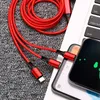 1,2 m hoge kwaliteit 3 ​​in 1 micro USB Type C Laderkabel 2.4A Multi Port Meerdere snelle oplaadkabel USBC Mobiele telefoonkabels