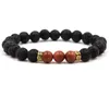 15 Stili Natural black Lava Stone Tiger's Eye Turquoise Beads Bracciale Bracciale diffusore di profumo di olio essenziale per donna uomo