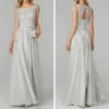 Silver Bridesmaid Dresses Bohemian Jewel Sleeveless Floor Length Long Tulle Wedding Guest Maid Of Honor Gowns With Applique and Beading
