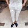 British Style Summer Formal Pants for Men 2020 Simple Solid Business Dress Pants Men Ankle Length Slim Fit Trousers 3Colors13581705