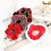 Natal menina cabelo scrunchy anel elástico faixas de cabelo de natal lantejoulas vermelho xadrez intestino grande esportes dança scrunchie macio hairband6572277