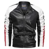 2019 Fashion Clothes Men's Leather Jacket Casual Patchwork Leather Jacket Stand Collar Zipper Men Clothes,9012