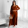 3 pcs Figura - Flattering Mulheres Casual Terno de Malha Colete Sólido + Casaco Cardigan + Calças Apertadas Confortável Algodão Mulheres Elegantes Setg3