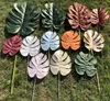 Tropical Palm Colored Fake Monstera Leaves Plastic Decorative Flowers Wedding Road Leading Artificial Plants for Home