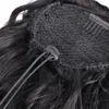 Clip d'extension de queue de cheval de cheveux humains enveloppants d'une seule pièce sur les extensions de queue de cheval bouclées 160g / pc 18 pouces de couleur noire