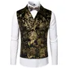 Gilet Steampunk gotico Gilet da uomo doppiopetto in jacquard oro velluto Gilet uomo medievale Gilet bavero Gilet nero USA