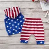 Kids Clothing Sets 2019 Summer Baby Clothes American flag Star stripe Print for Boys Outfits Fashion Hooded Top+Shorts Children Suits C6467