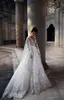 Plaj A Hattı Gelinlik V Yaka Dantel Aplikler Uzun Kollu Gelinlik Artı boyutu Gelinlikler elbise de mariée