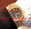 2 styl Luksusowy Męskie Data Zegarek Nautilus 18k Yellow Gold Black Dial 5711 / 1A-010 Asia Mechaniczne automatyczne męskie zegarki przezroczyste plecy