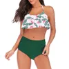 23styles Kobiety Waist Polka Dot Bikini Sexy Druku Swimwear Summer Beachwear Lotus Leaf Kwiatowy Biustonosz Zestaw Swimsuit Kąpiel Suit 2Sets Ljja2277