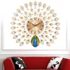 Orologi da parete moderni in cristallo di quarzo pavone con diamanti 3D per la decorazione della casa Soggiorno Orologio da parete silenzioso di grandi dimensioni Art Crafts252j6280564