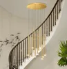 Schwarz/goldene moderne LED-Kronleuchter-Beleuchtung für Wohnzimmer, Esszimmer, Duplex, drehbare Treppe, verstellbar, große neue Hängelampe MYY