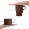 10oz Silicone Folding Reusable Coffee Mugs Collapsible Water Cup With Lid Reusable Portable Folding Camping Tumbler Expandable Mug 6065