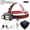 Super Bright LED Headlamp Cob Work Light 4 Modo de Iluminação Farol impermeável Powered por 18650 Terno da bateria para iluminação noturna