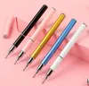 NAN002 RVS Dubbel geëindigd Nagelkunst PuntTing Pen Wax Head Dot Pennen voor Manicure Glitter Powder Nail Art Tools