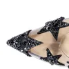 Горячая распродажа на высоких каблуках туфли на высоком каблуке марка мода звезда кристалл лоскутное блеск прозрачный пвх платье женщины свадебные туфли на шпильке с коробкой