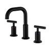 MTTUZK Double Handle Bathroom Black Faucet Brushed Gold Hot Cold Water mixer Tap three hole Basin Fuacet 3PCS/set Bath Faucet