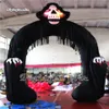 Outdoor Halloween Inflatable Skull Arch 5m Black Necromancer Skeleton Air Blow Up Death Archway For Entrance Door Decoration