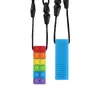 Sensory Chew Ketting Rainbow Brick Baksteen Ketting Siliconen Blokken Teetther Hanger Tandjes Toy Kids Jongens Meisjes Orale Motor Therapie Gereedschappen