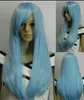 WIG WBY Fashion Long Straight Light Blue women Cosplay Wig fast hairnet #HX73 for women wigs fast deliver