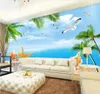 Photo 3D papier peint personnalisé 3d peintures murales papier peint 3D mer plage coco starfish shell paysage canapé TV fond mur papel de parede