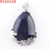 Wojier слез воды капля любовь натуральный синий песчаный драгоценный камень каменные кулон ожерелье Reiki бусины женские ювелирные изделия N3472