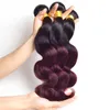 Brazilian Ombre 99j Body Wave 3 Bundles Burgundy Hair Extensions Human Hair Weave