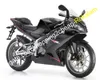 Black Motorcycles Kit For Aprilia RS125 2006 2007 2008 2009 2010 2011 RS125 06-11 RS 125 RS-125 Moto Fairing (Injection molding)