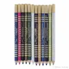 Professional 12 Colors/set Wooden Pole Eyeliner Gel Pen Eye liner Pencil Eye Cosmetics Permanent Dazzle Color Lasting Waterproof