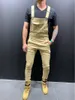 2019 Mode Retro Design Slanke Zwart Blauwe Denim Jumpsuit Versnipperde Katoenen Jeans Denim Romper Jeans Mannelijke Bib Jumpsuit Jean Pants316n