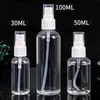 Transparent spray parfymflaska plast tom atomizer fin dimma 30 ml/50 ml/100 ml blomma växtvattning på återfyllningsbar sprayer