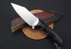 High Quality Survival Straight Hunting Knife D2 Satin Blades Full Tang Ebony Handle Fixed Blade Knives With Leather Sheath