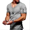 T-shirt homme 2019 modèles d'explosion grande taille col en v Stretch couleur unie à manches courtes hommes mode jeunesse T-shirt ajusté