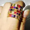 Moda 5 Estilo Eternity anel 925 Sterling Silver Mutil Cores 5A Cz Partido Pedra banda de casamento anel para as mulheres dedo jóias