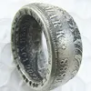 Anel de moeda de prata alemã 5 MARK 1888 banhado a prata feito à mão nos tamanhos 8-16285g