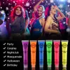 6 Couleurs UV Blacklight Réactif Visage Corps Glow Peinture Art Party Club Halloween Robe Maquillage Lumineux Rougeoyant Peinture Kit bateau libre 6pcs / set