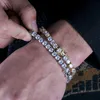 18K Gold Plated Hip Hop Zircon Tennis Chain Bracelet 256mm Single Row Iced Out Diamond for Men Women Cuban Chains Rapper Jewel7081726