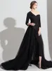 Robes de soirée élégantes longue noir blanc combinaison pantalon long combinaison à manches longues robe formelle col en V combinaisons Dubai robe de bal302L